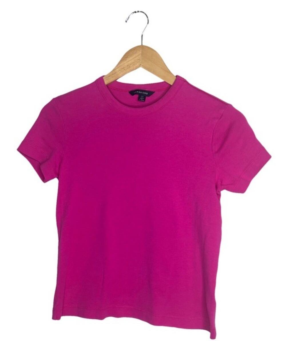 Land’s End Fuscia Pink T Shirt Women’s Size XS Cotton Casual Basic Crew Neck